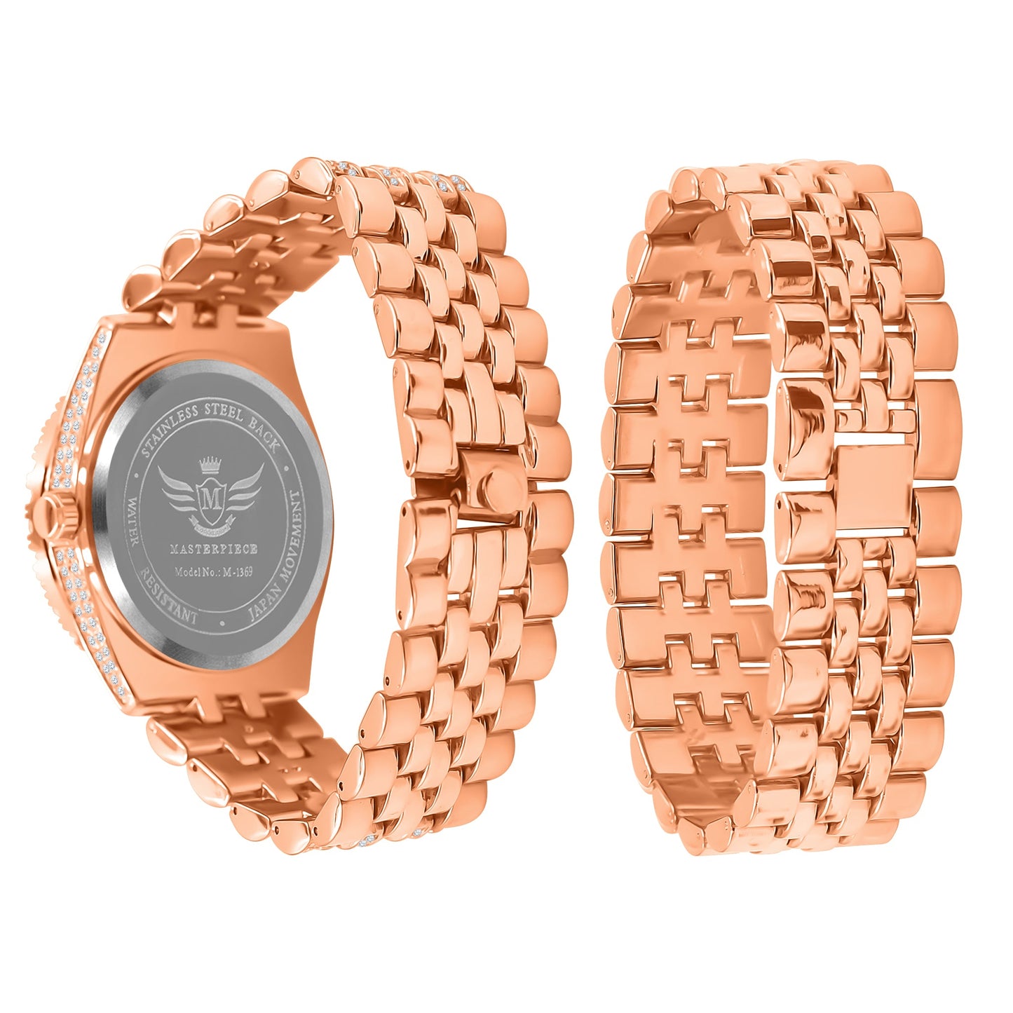 ROSE GOLD ICED OUT WATCH SET