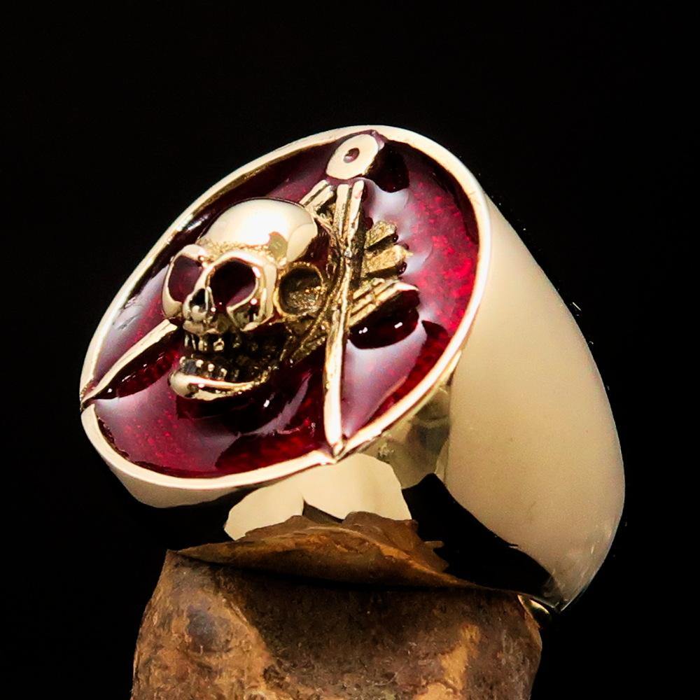 Perfectly crafted Masonic Skull Ring Red - Solid Brass