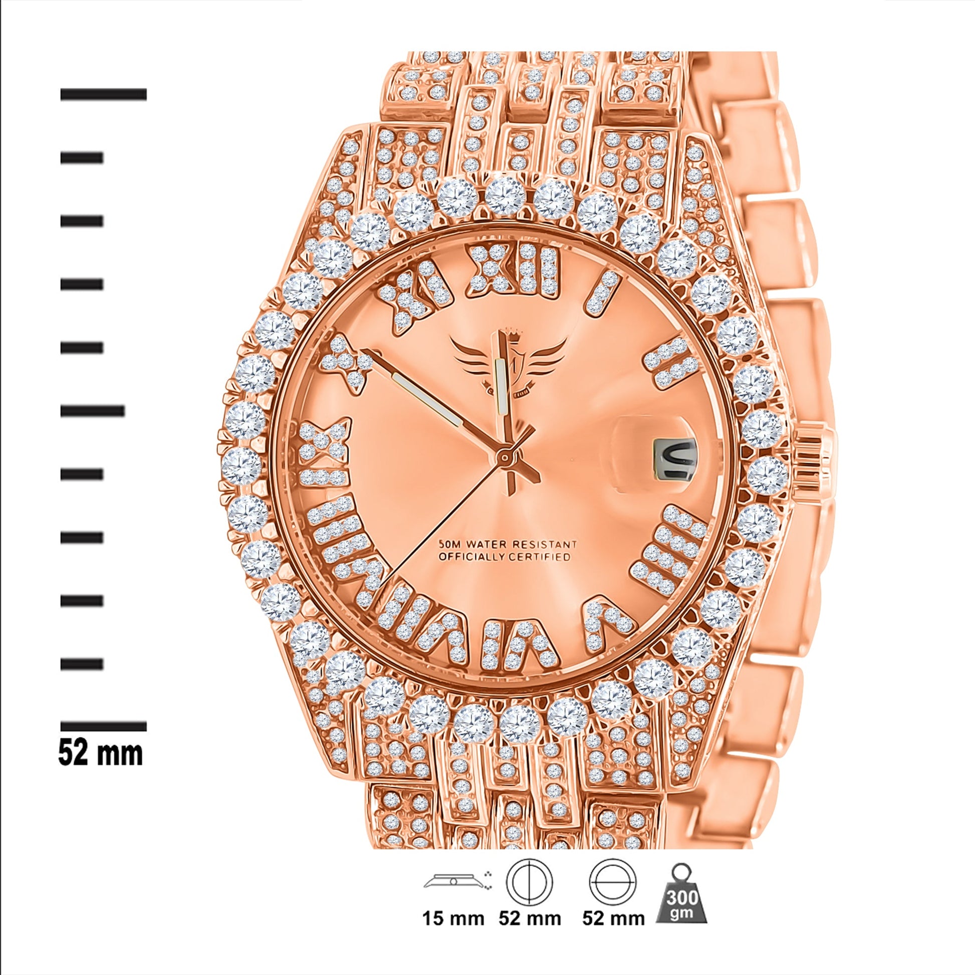 ROSE GOLD ICED OUT WATCH SET